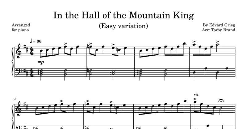 In The Hall Of The Mountain King (Easy) - Edvard Grieg