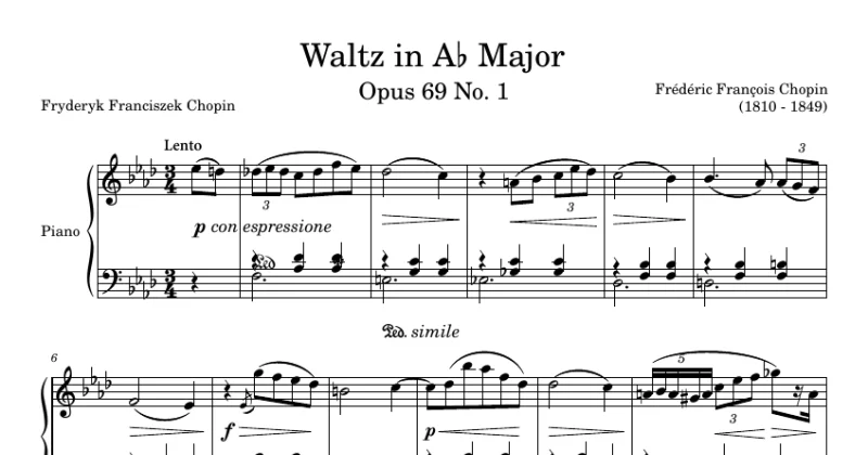 Waltz Opus 69 No. 1 in A♭ Major - Chopin