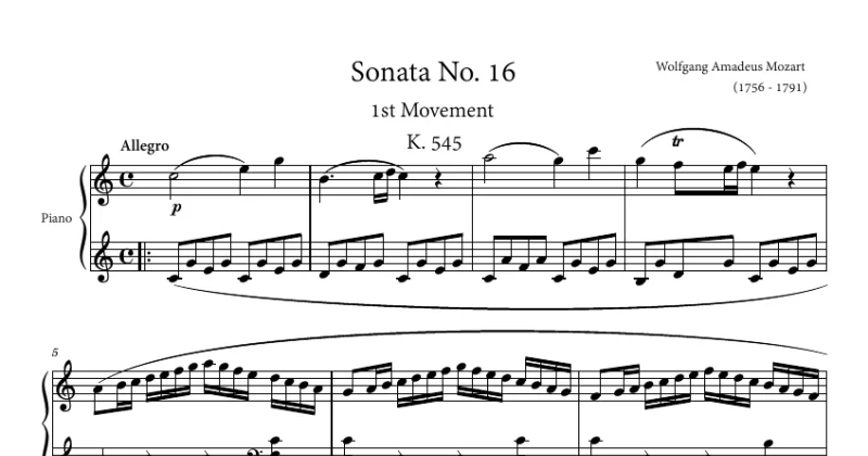 Mozart - Sonata No. 16, 1st Movement K. 545