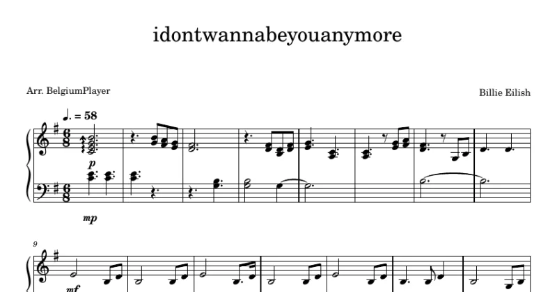 Idontwannabeyouanymore - Billie Eilish (Piano)