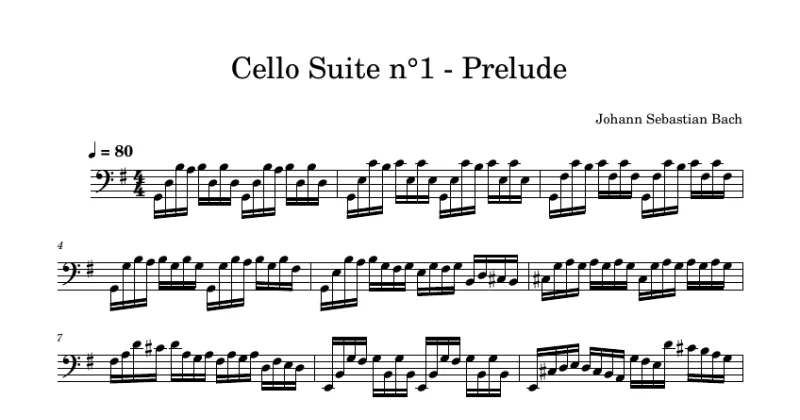 Cello Suite No. 1 in G - Prelude (BWV 1007)