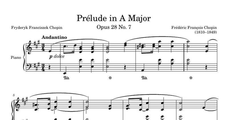 Prélude Opus 28 No. 7 in A Major - Chopin