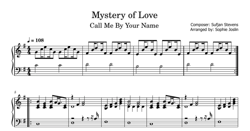 Mystery of Love (Call Me By Your Name) - Sufjan Stevens