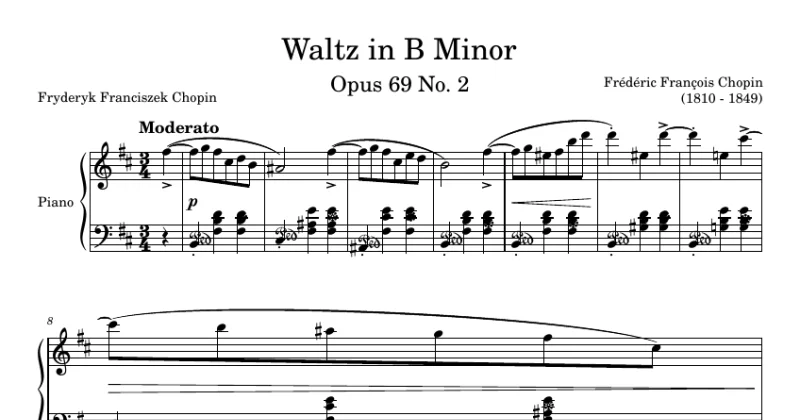 Waltz Opus 69 No. 2 in B Minor