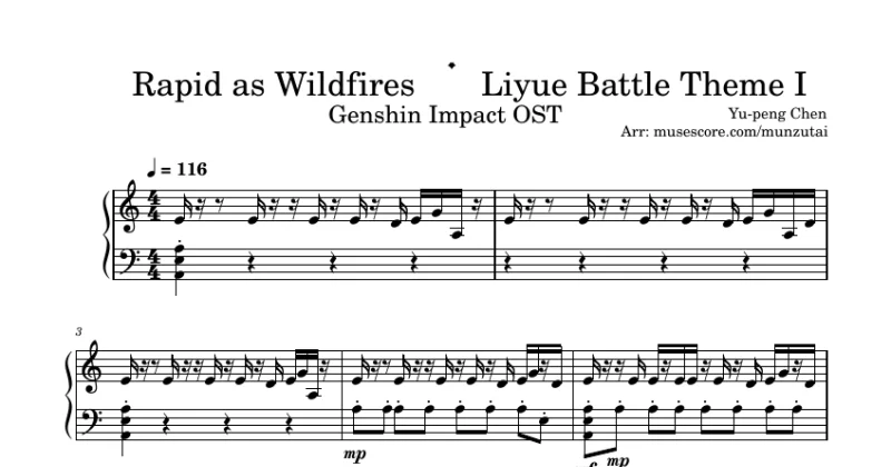 Rapid as Wildfires ／ Liyue Battle Theme I (Genshin Impact) – Yu-peng Chen