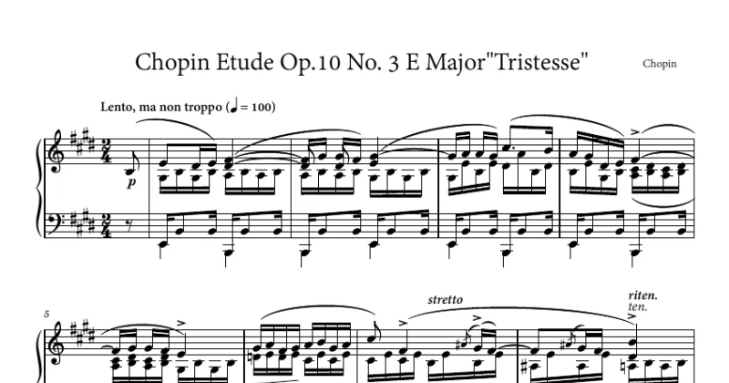 Chopin Etude Op. 10 No. 3 E Major"Tristesse"