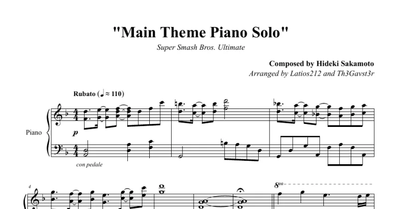 SUPER SMASH BROS ULTIMATE- MAIN THEME PIANO SOLO