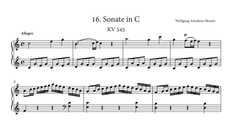 Mozart - Piano Sonata No. 16 - Allegro