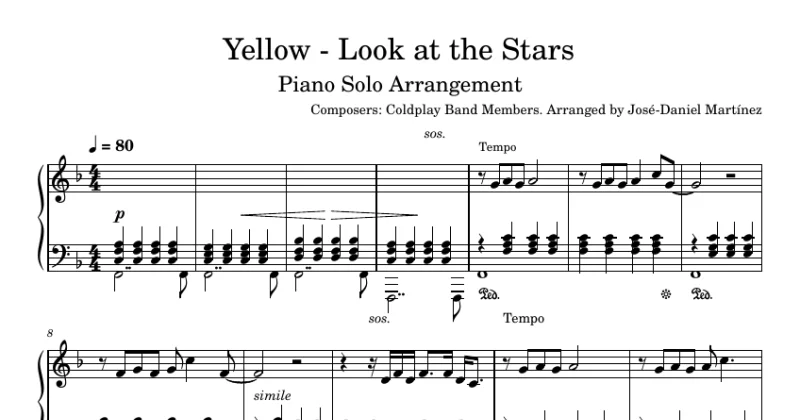 Yellow - Coldplay -  Look at the Stars