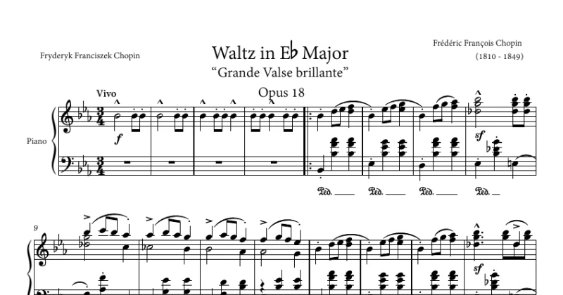 Waltz Opus 18 in E♭ Major, “Grande Valse brillante” - Chopin