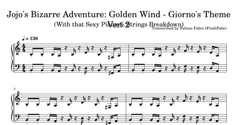 Jojo's Bizarre Adventure - Golden Wind - Giorno's Theme