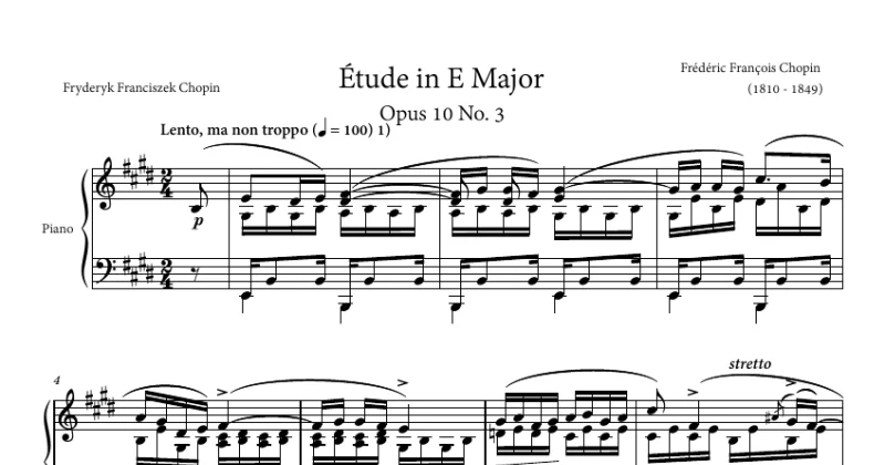 Étude Opus 10 No. 3 in E Major - Chopin