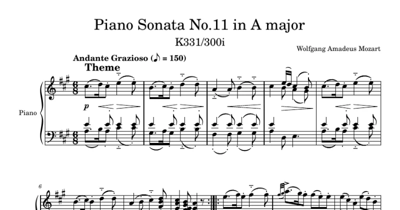Piano Sonata No.11 in A major-K.331(W. A. Mozart)