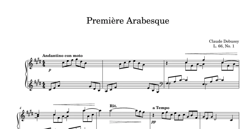 Debussy Première Arabesque, L. 66, No. 1