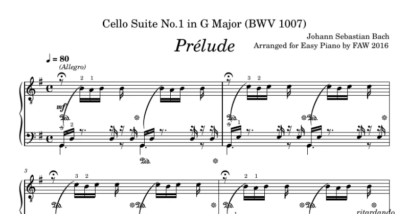 Prélude - Cello Suite No.1 in G Major BWV 1007 - Bach